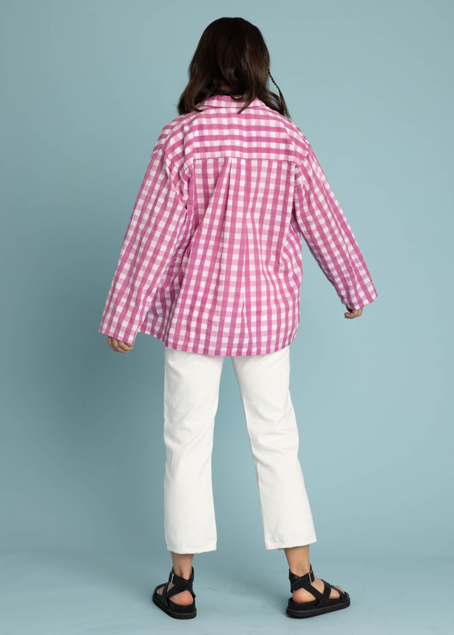 Relaxed Boyfriend Shirt - Gingham Picnic Dahlia