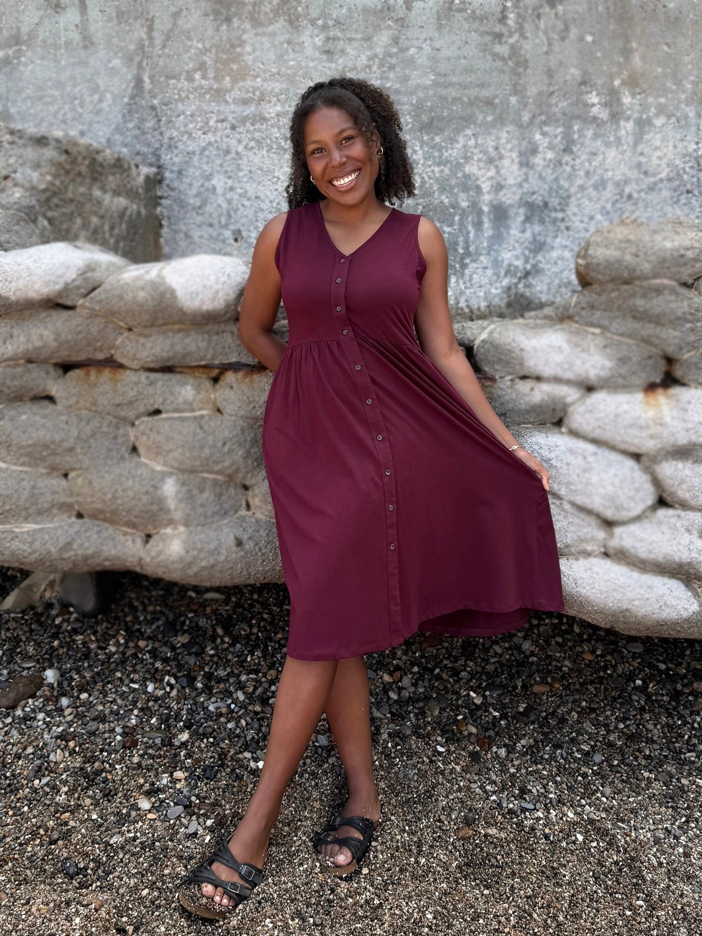 SUNSET dress in Merlot