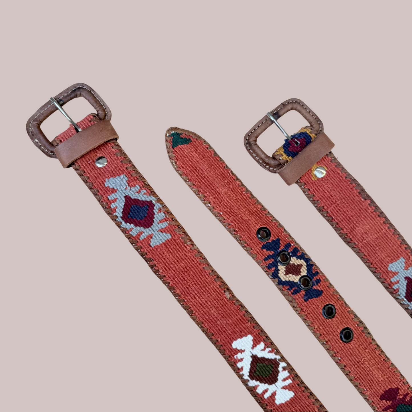 Burnt Orange Handwoven Guatemalan Whip-Stitched Belt