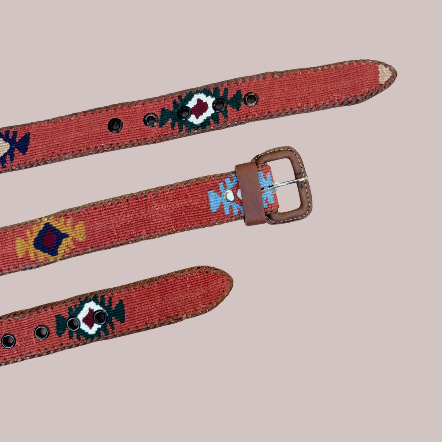Burnt Orange Handwoven Guatemalan Whip-Stitched Belt