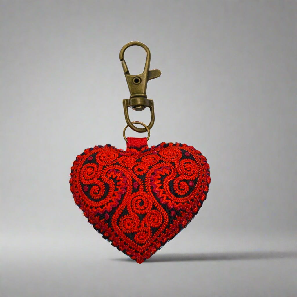 Heart Hmong Embroidered Zipper Pull | Keychain - Thailand – Trades