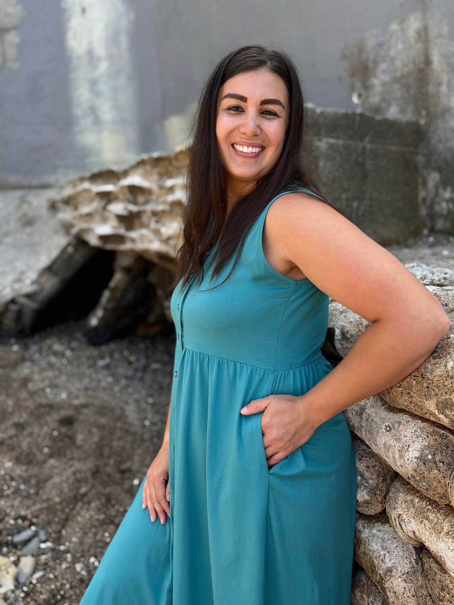 SUNSET dress in Marine Teal