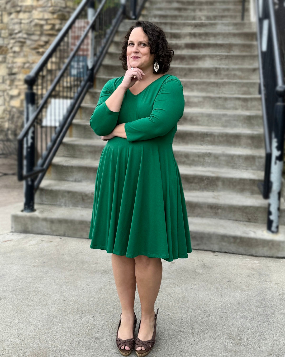 green dress black heels LOUISE Dress in Rich Emerald – Trades of Hope