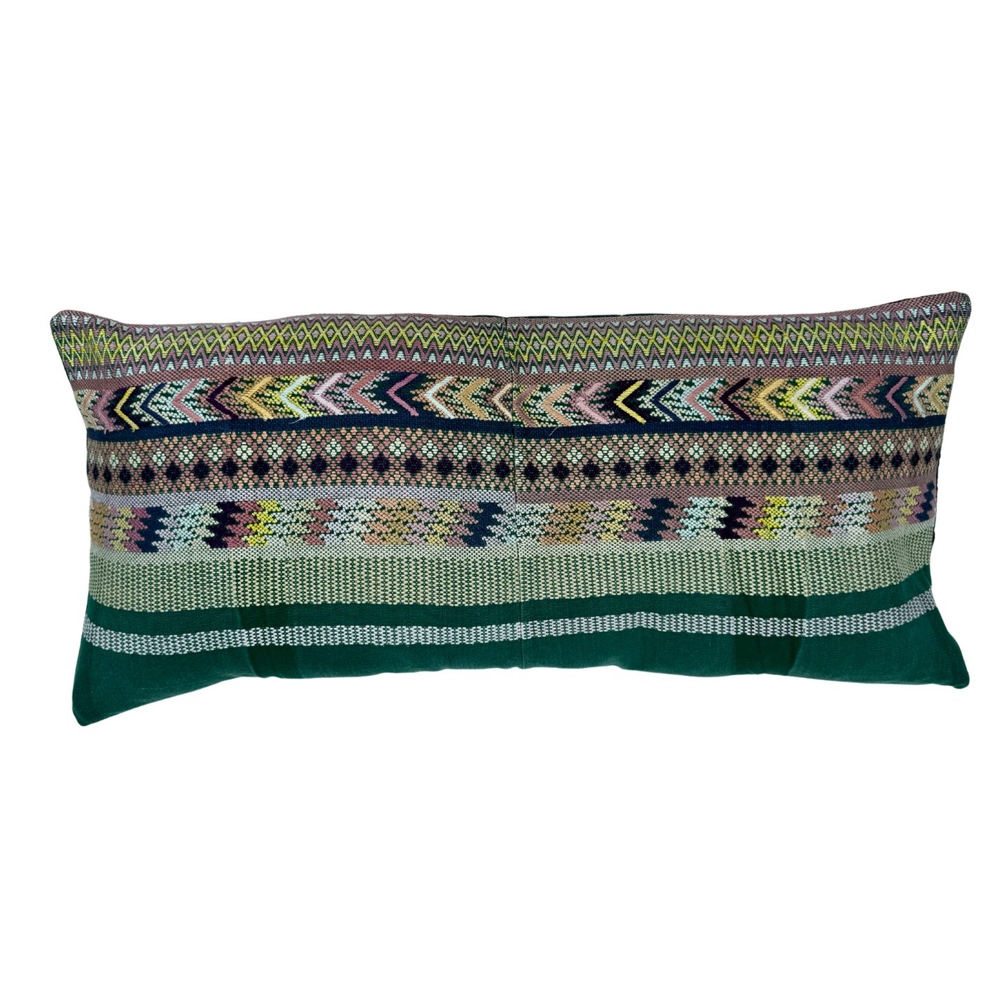 Embroidered Huipil & Handwoven Corte Throw Pillow Cover
