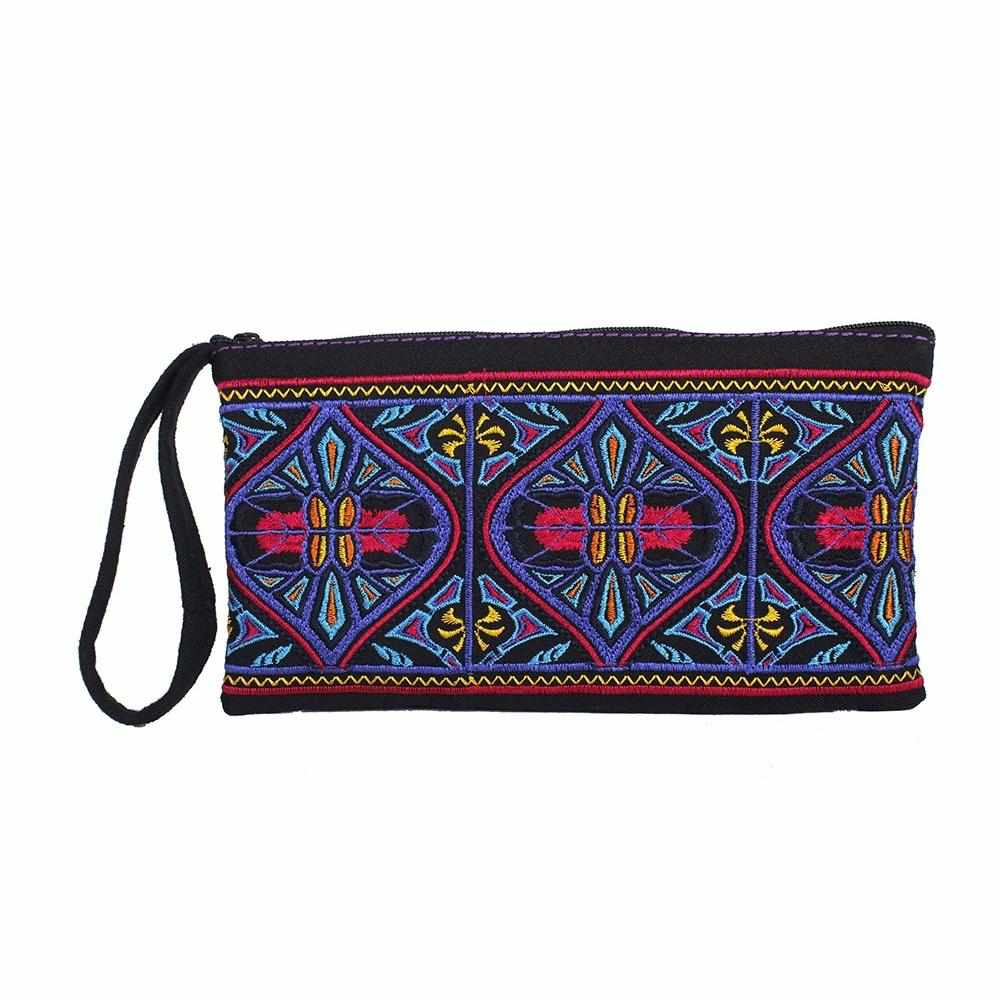 Hmong Embroidered Rectangle Small Wristlet Assorted - Thailand