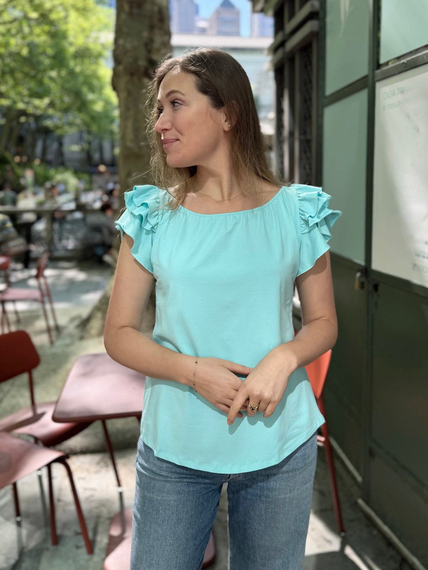 LILOU top in Crisp Aqua