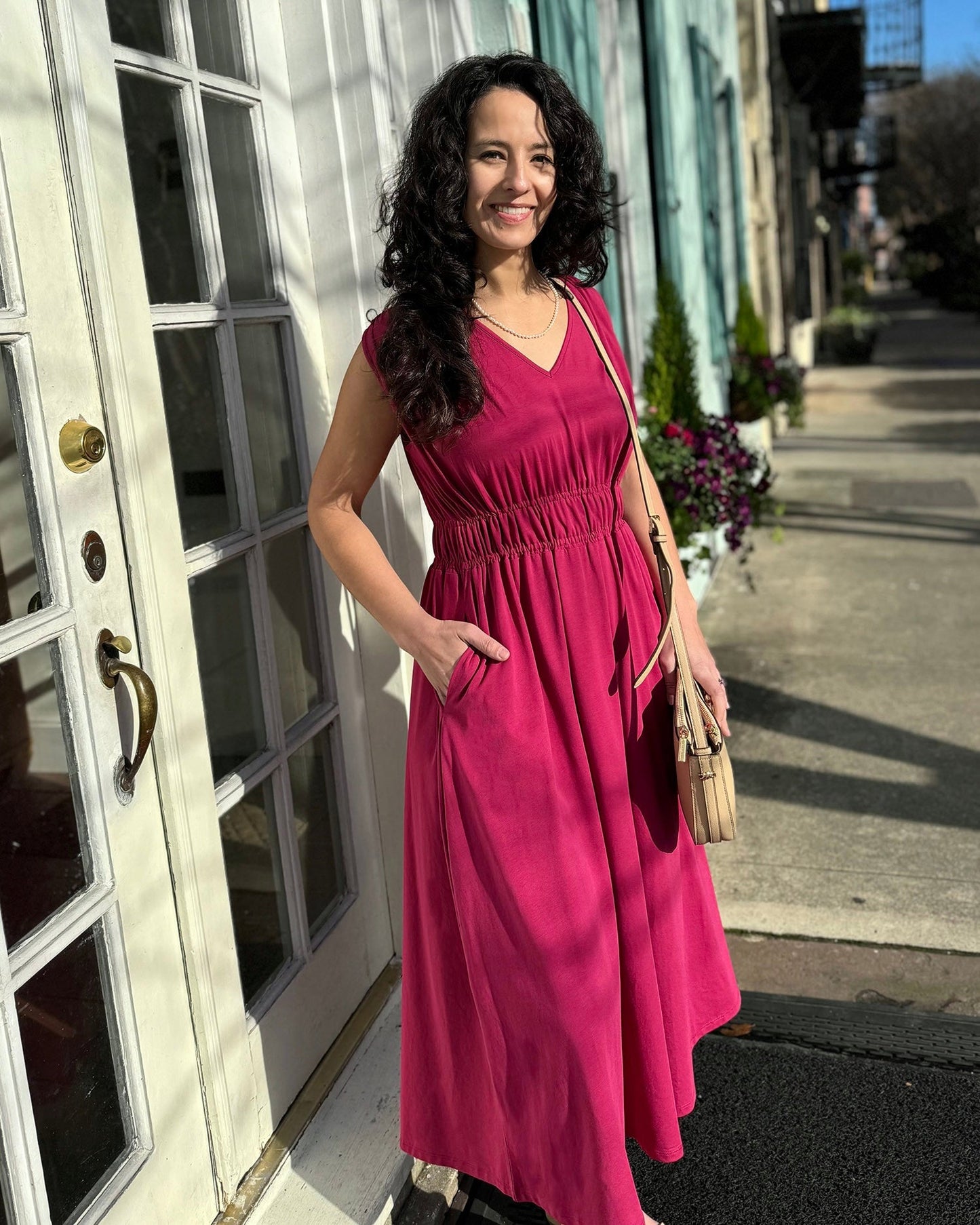HAMPTON dress in Garnet Pink