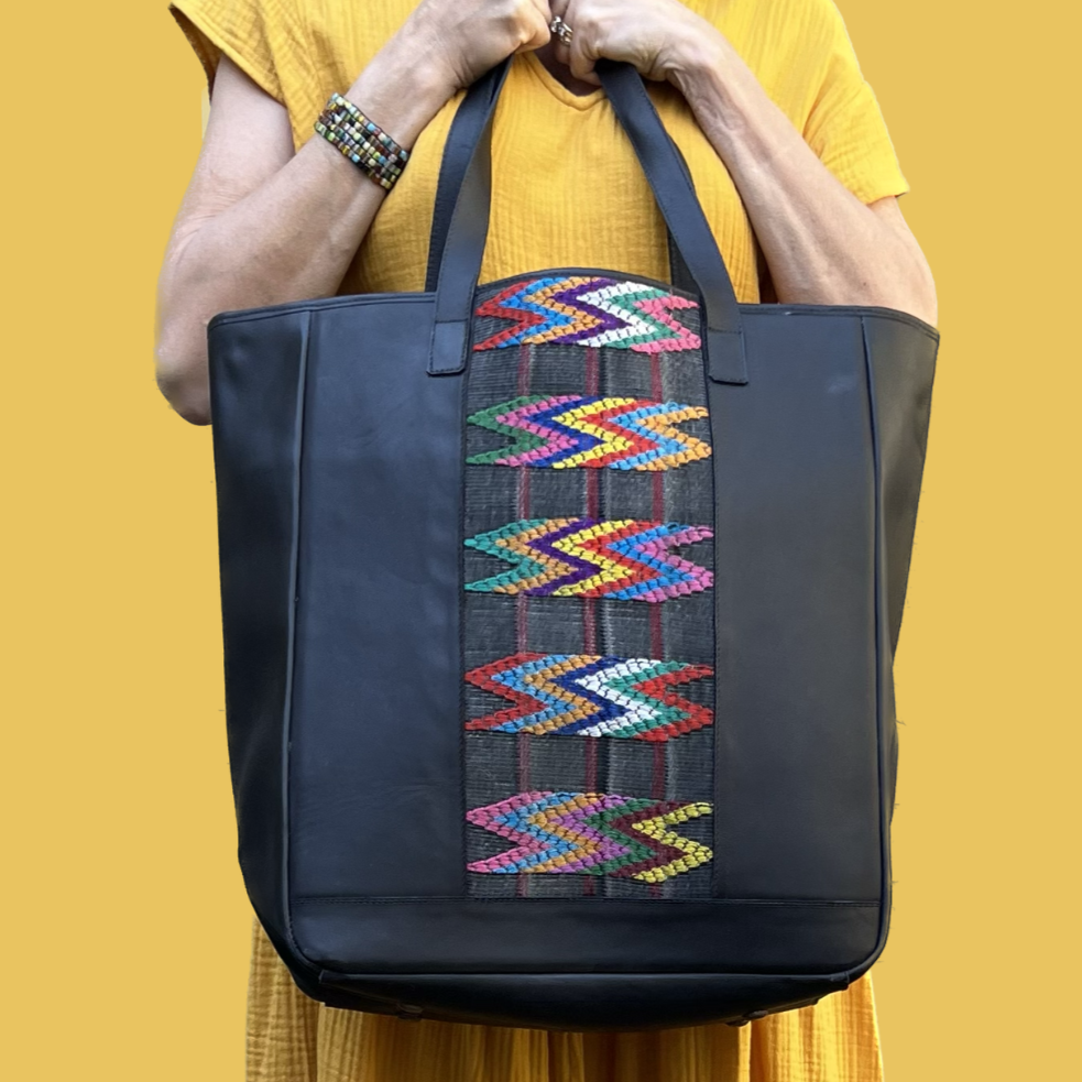 Large Tote with Huipil Accent