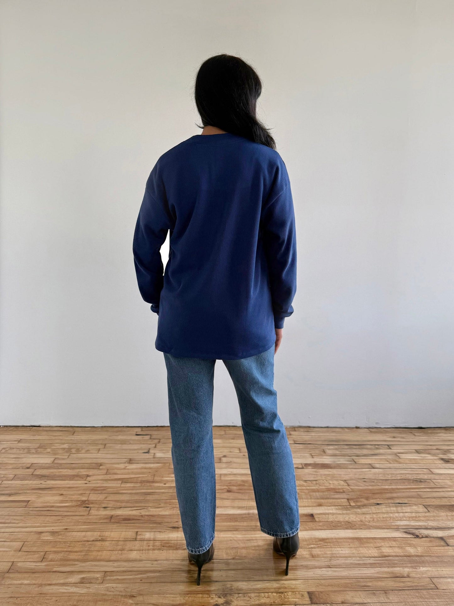 RILEY waffle knit cardigan in Blue Depths