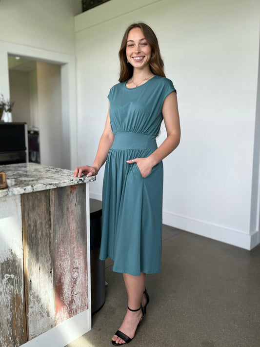 CATHERINE dress in Dark Aqua