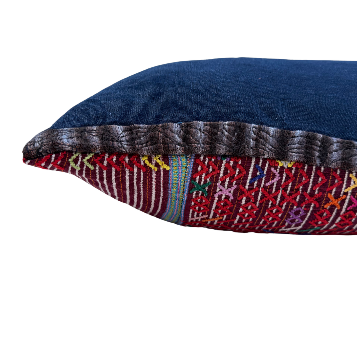Embroidered Huipil & Handwoven Corte Throw Pillow Cover