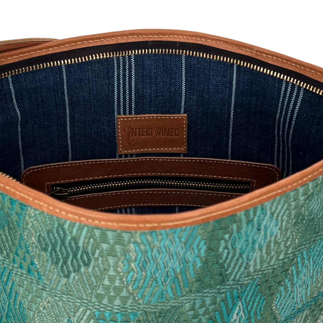 Green Huipil Bucket Bag