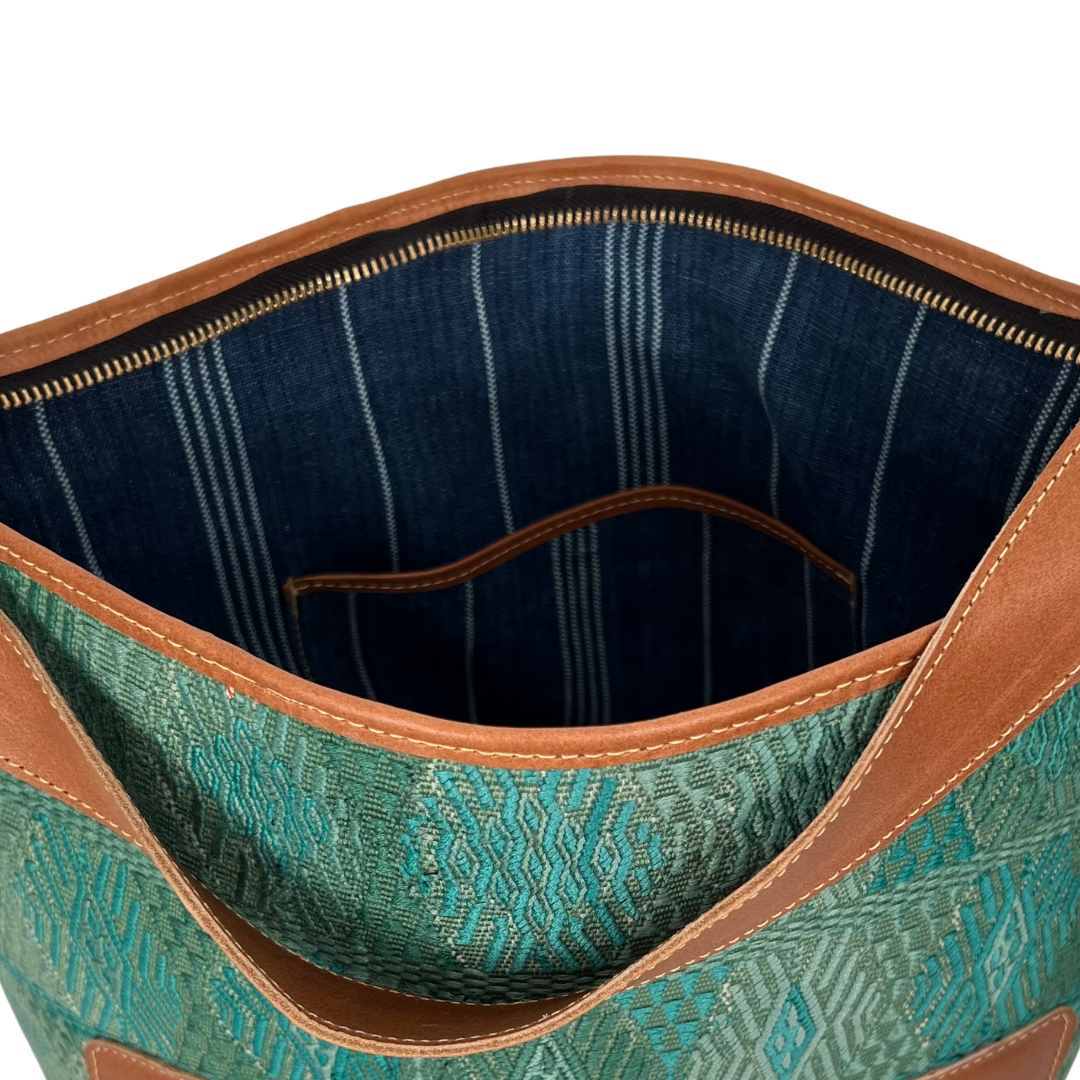 Green Huipil Bucket Bag