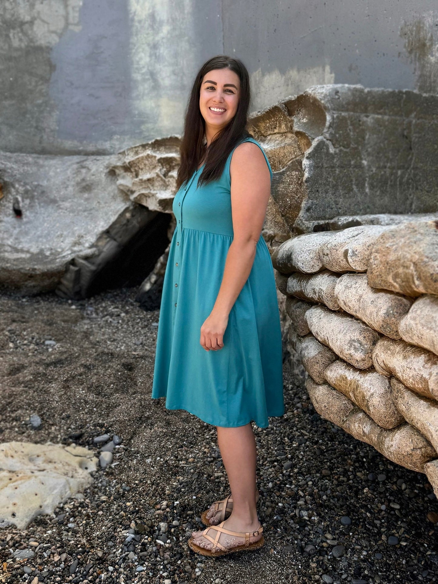 SUNSET dress in Marine Teal