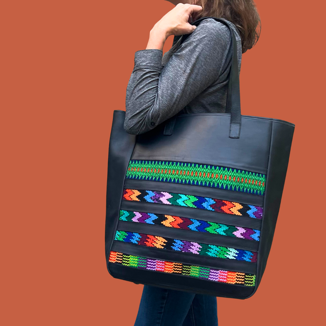 Large Tote with Huipil Accent