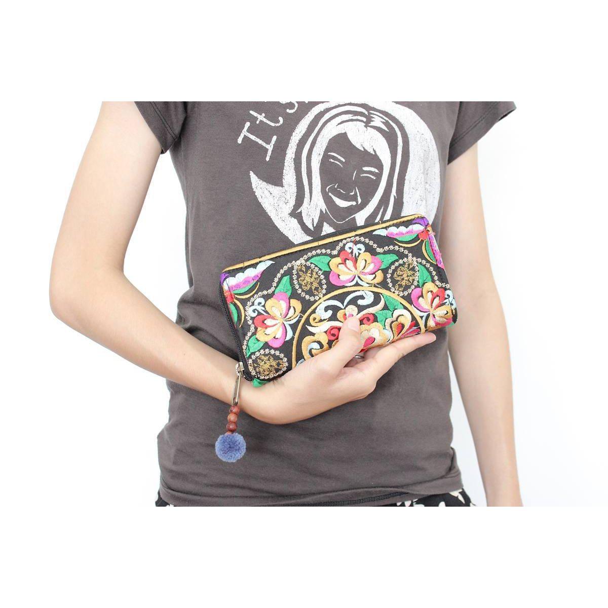 Bali Flower Embroidered Wallet - Thailand