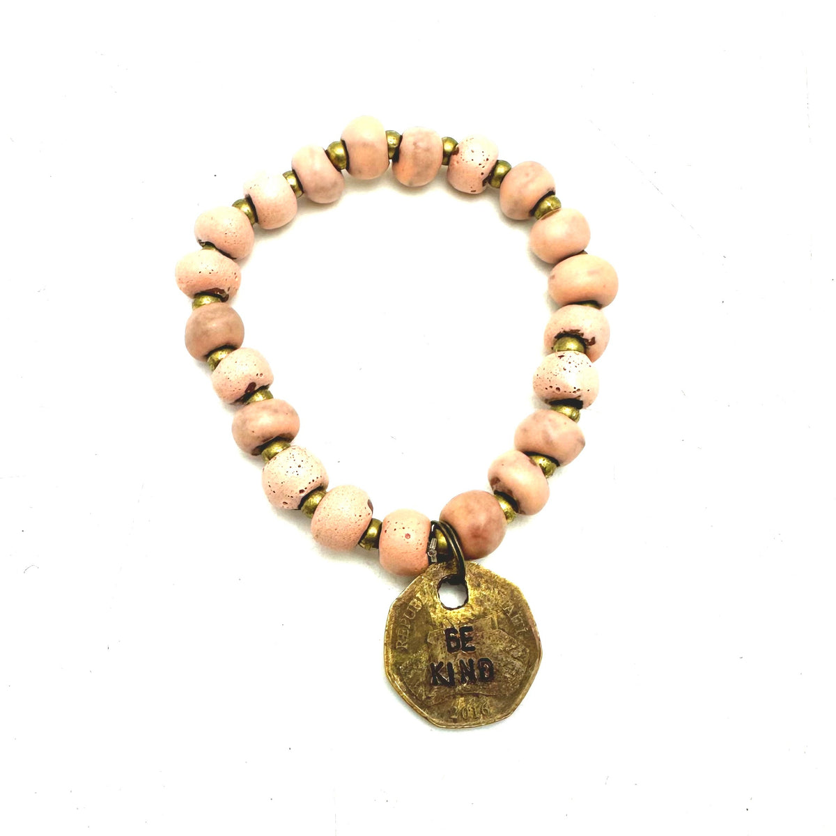 Ceramic Coin Bracelet - Be Kind