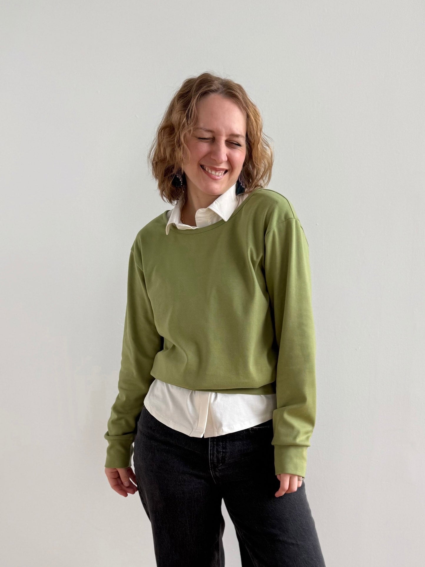 PERCY heavy knit top in Grass Green