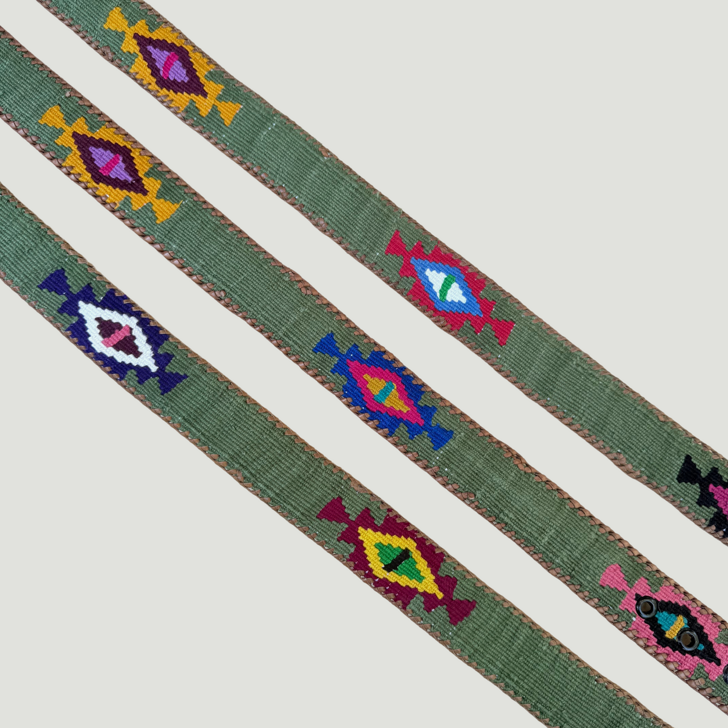 Dark Green Handwoven Guatemalan Whip-Stitched Belt
