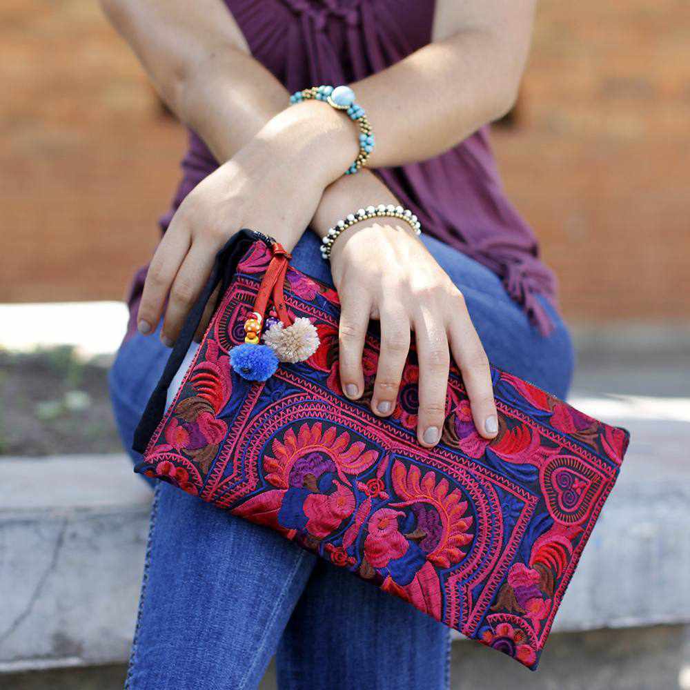 Sarita Hmong Embroidered Wristlet - Thailand