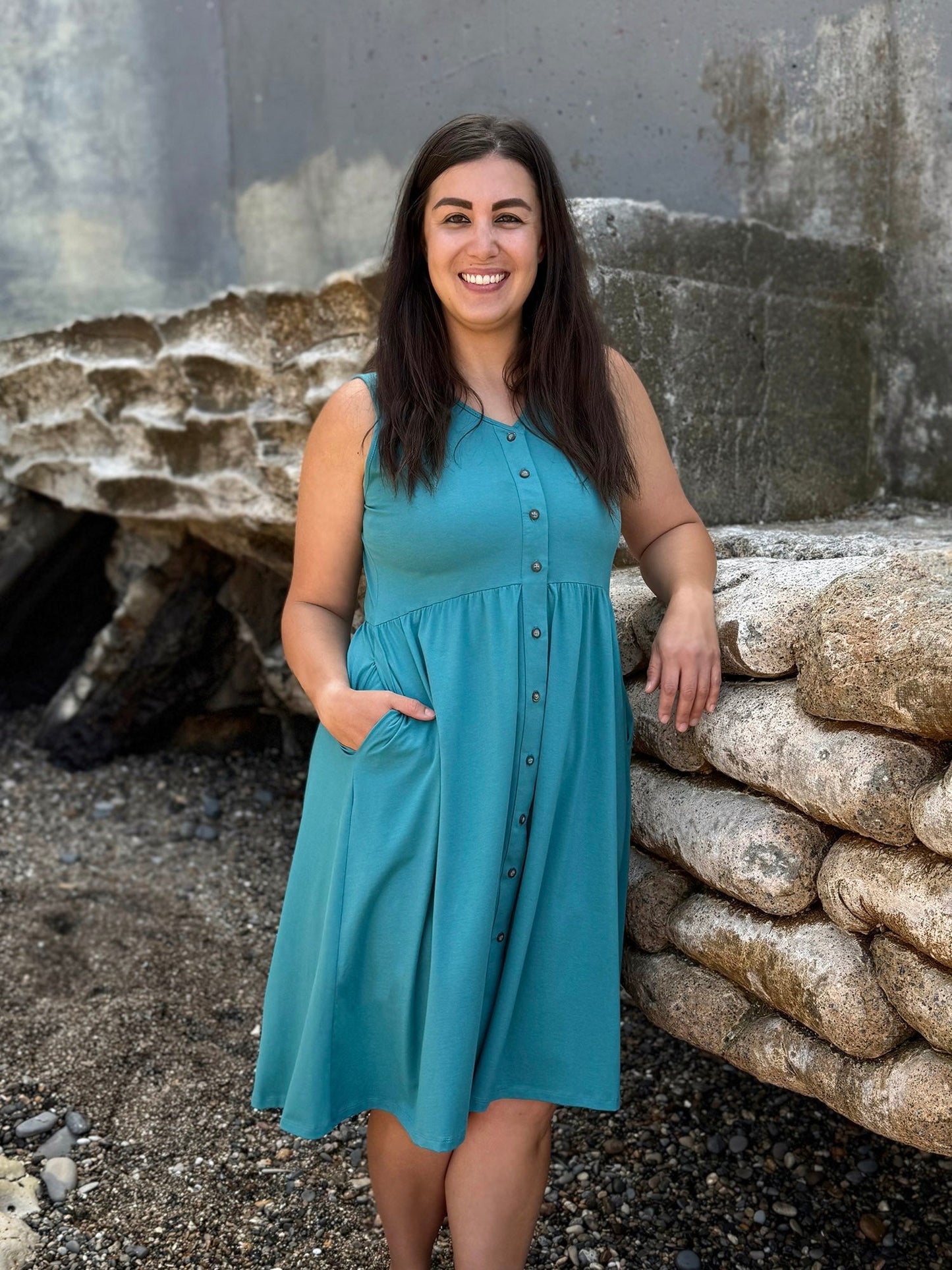 SUNSET dress in Marine Teal