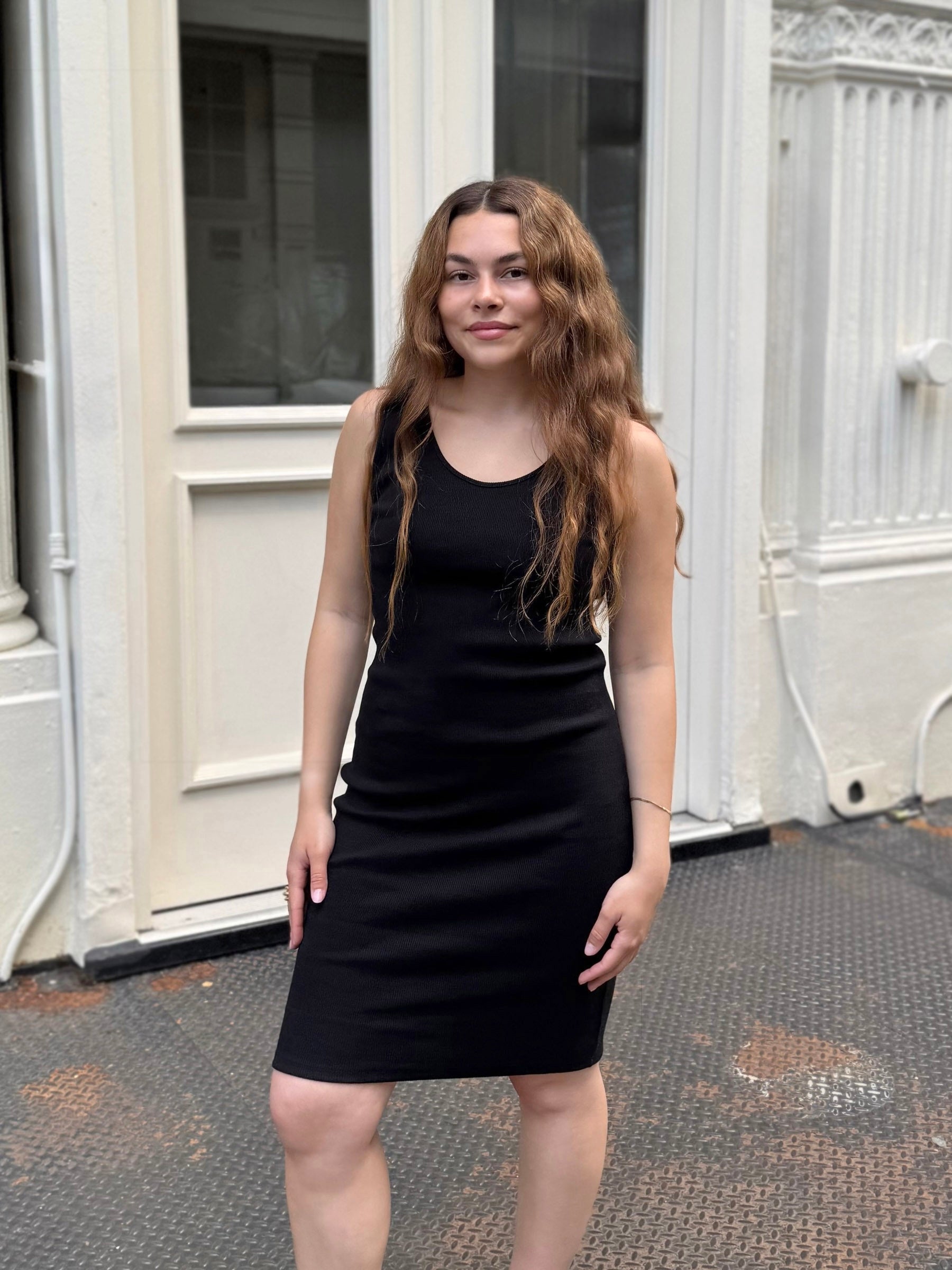 ROMY rib-knit dress in Black