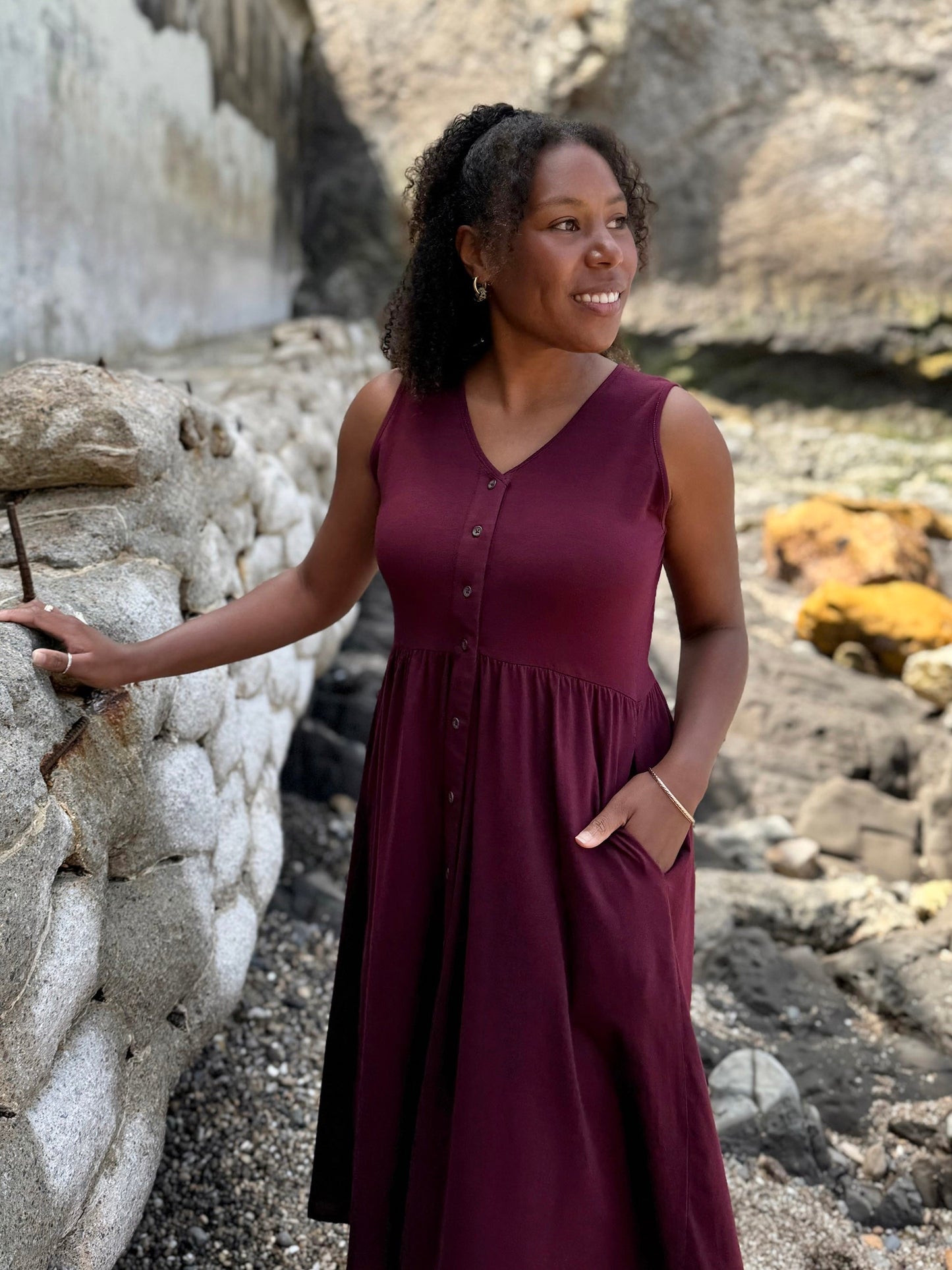 SUNSET dress in Merlot