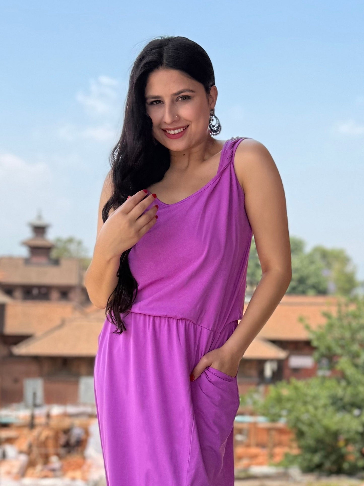 MICHAL dress in Magenta Bloom