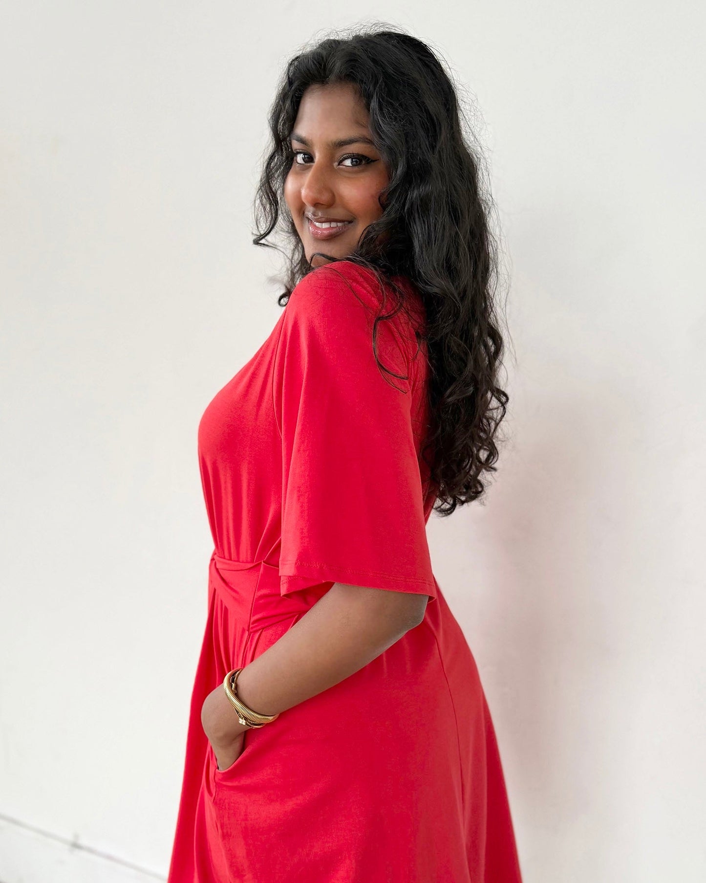 IRVINE dress in Bright Ruby