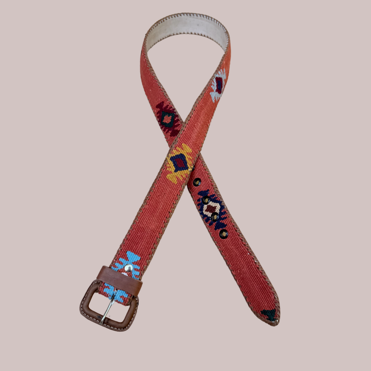 Burnt Orange Handwoven Guatemalan Whip-Stitched Belt