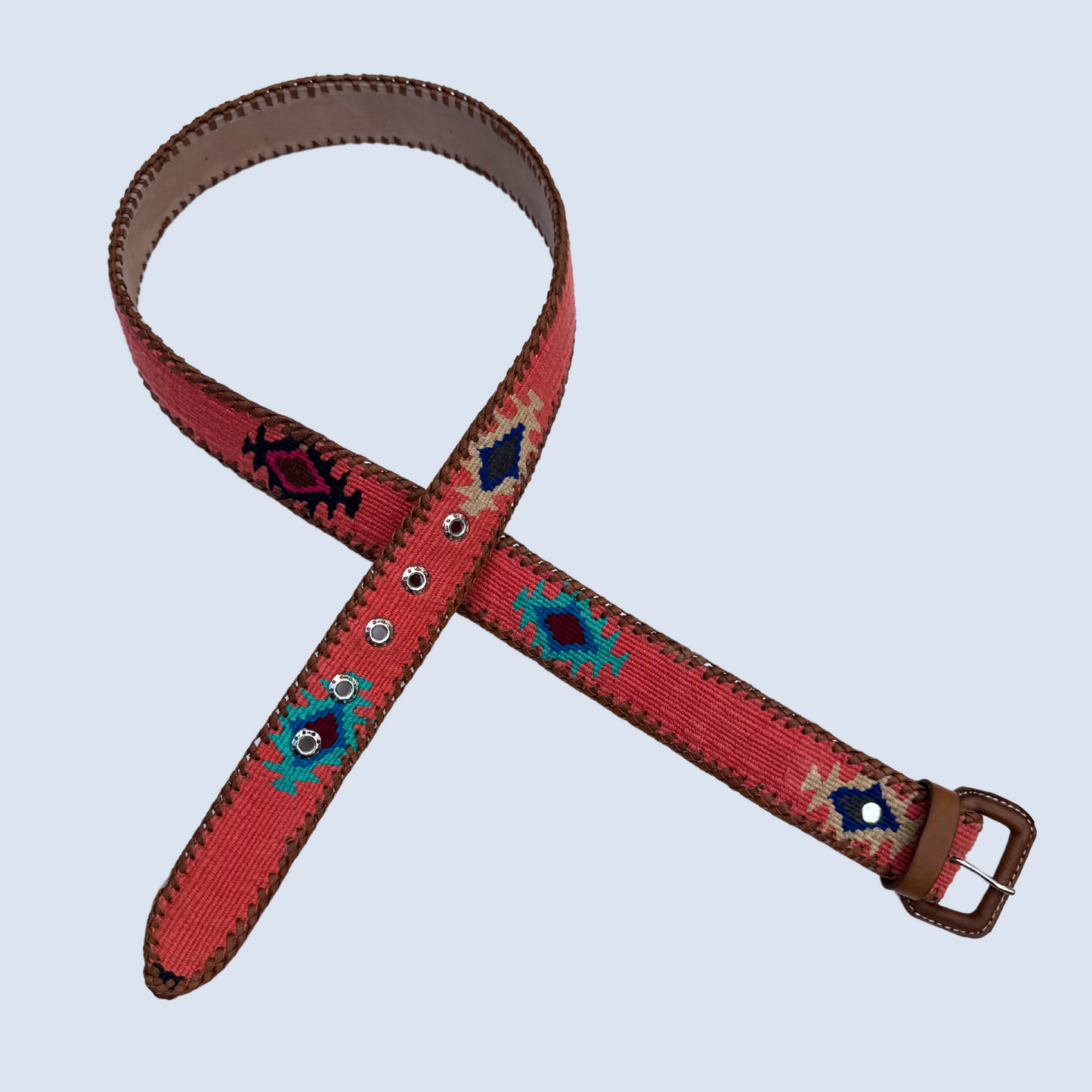 Coral Handwoven Guatemalan Whip-Stitched Belt