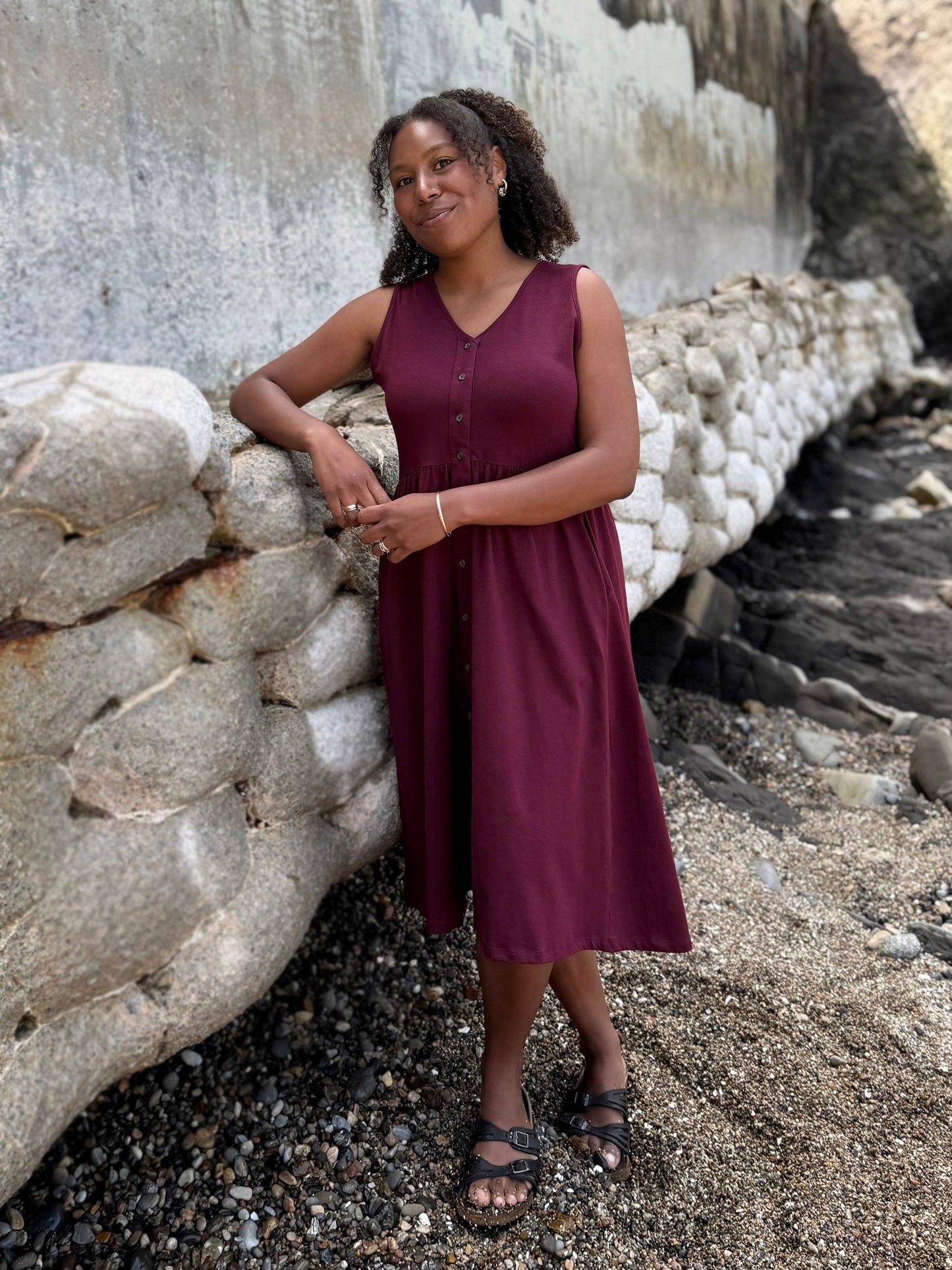 SUNSET dress in Merlot