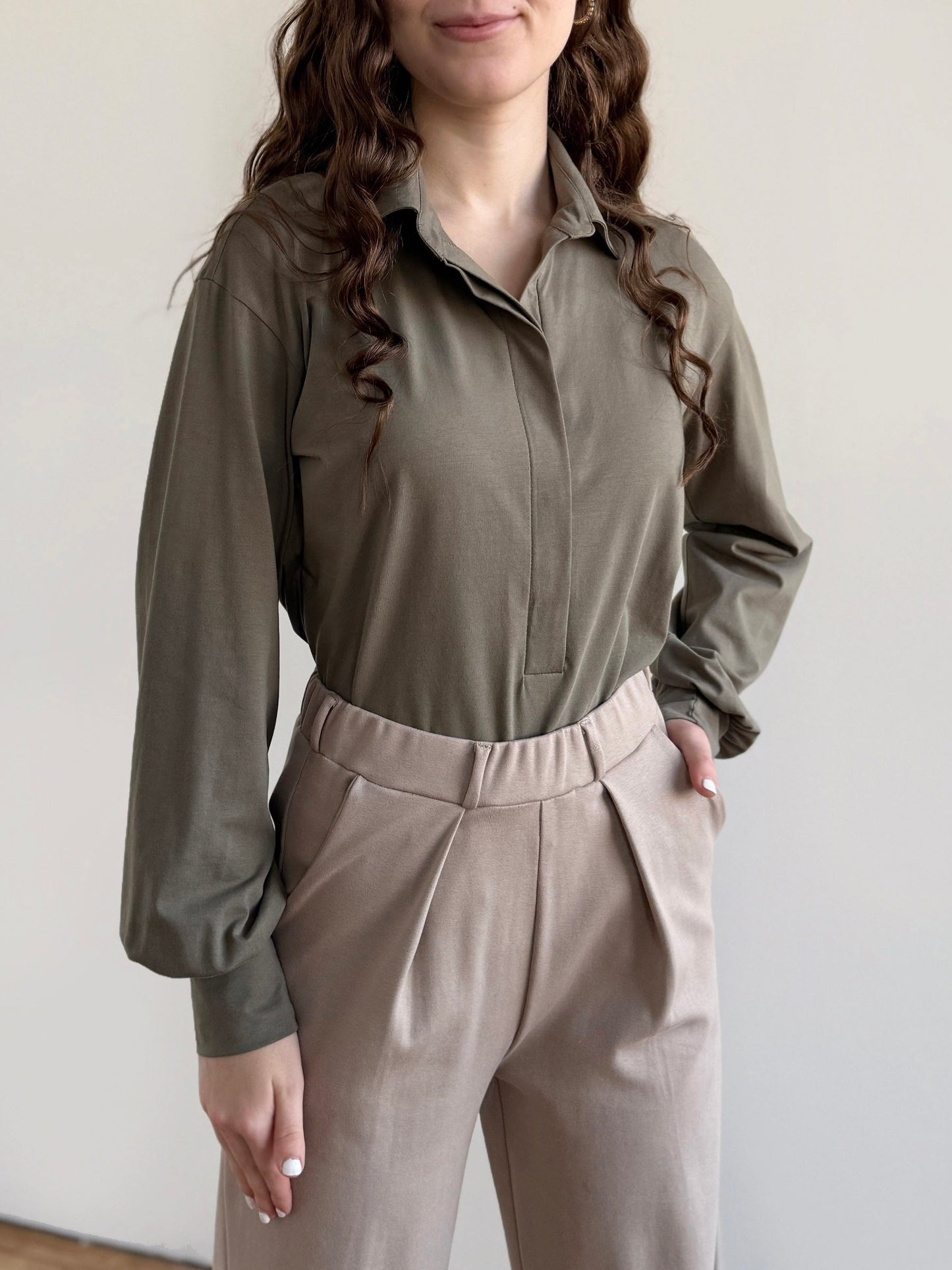 LONDON heavy knit pants in Desert Sand