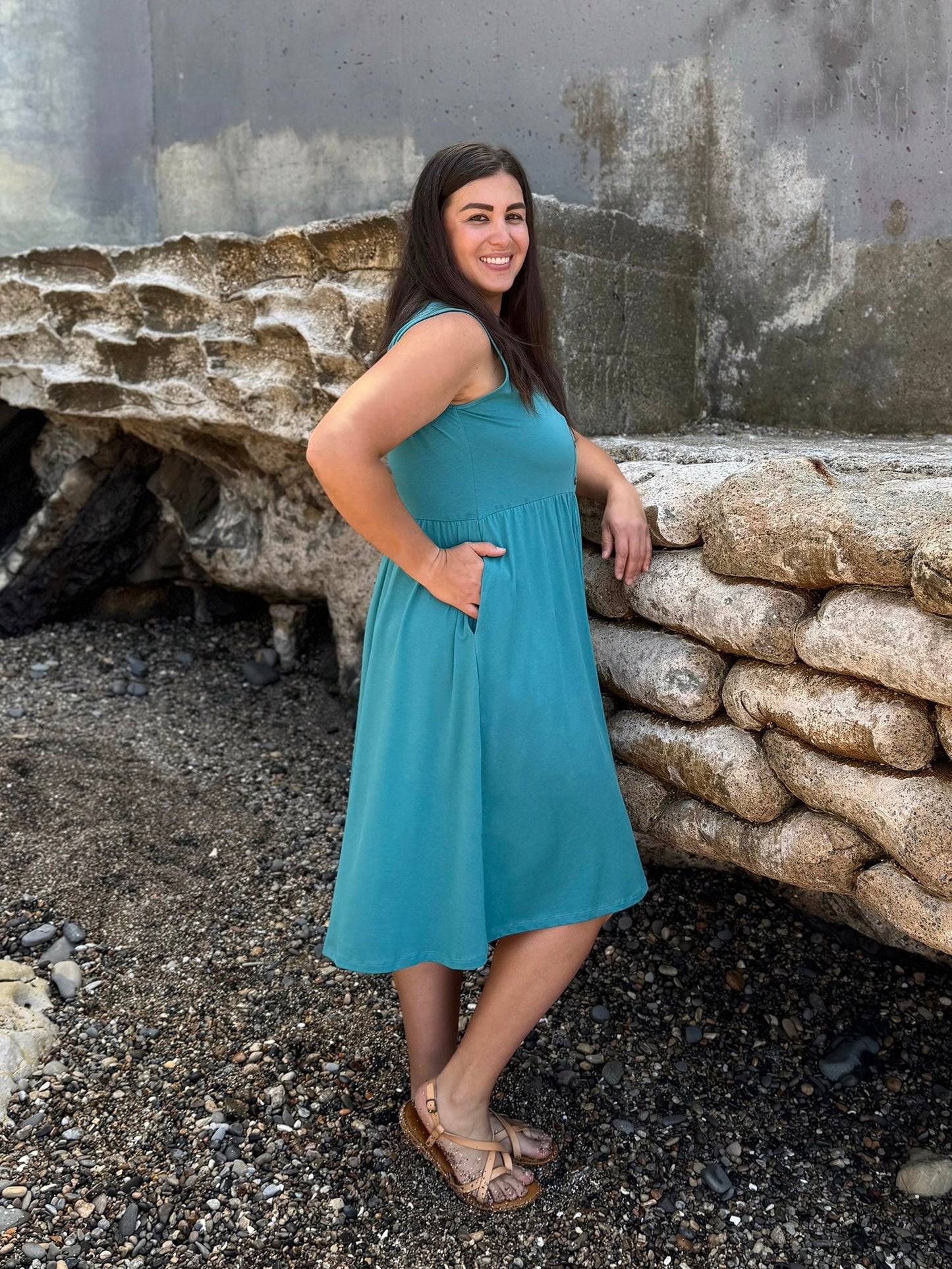 SUNSET dress in Marine Teal