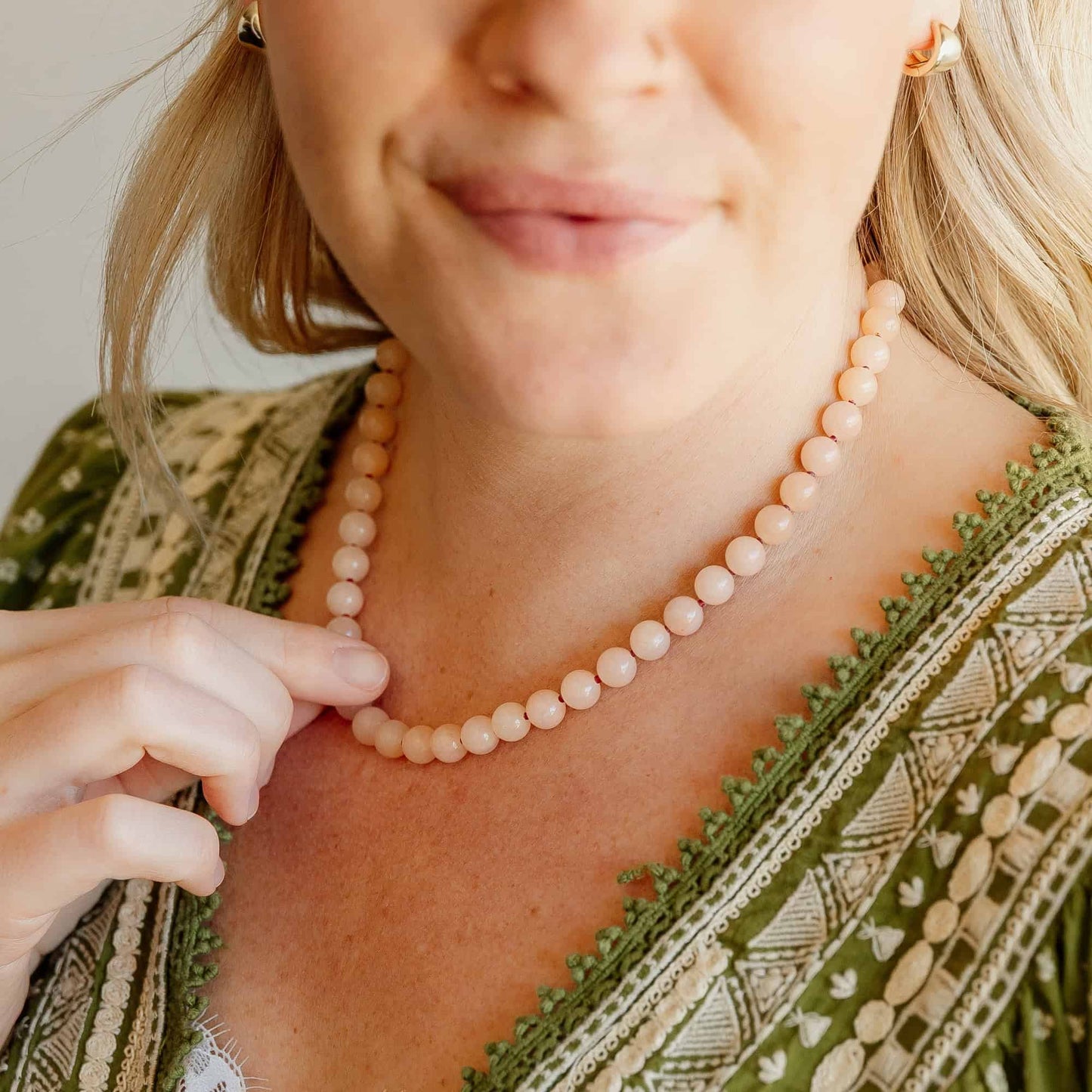 Anika Peach Beaded Necklace