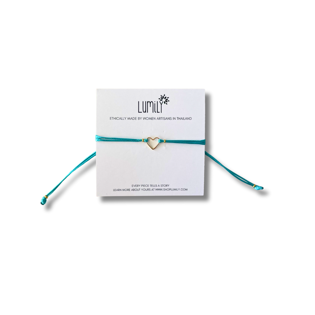 Heartstring Love Non-Tarnish Brass Heart Bracelet - Thailand