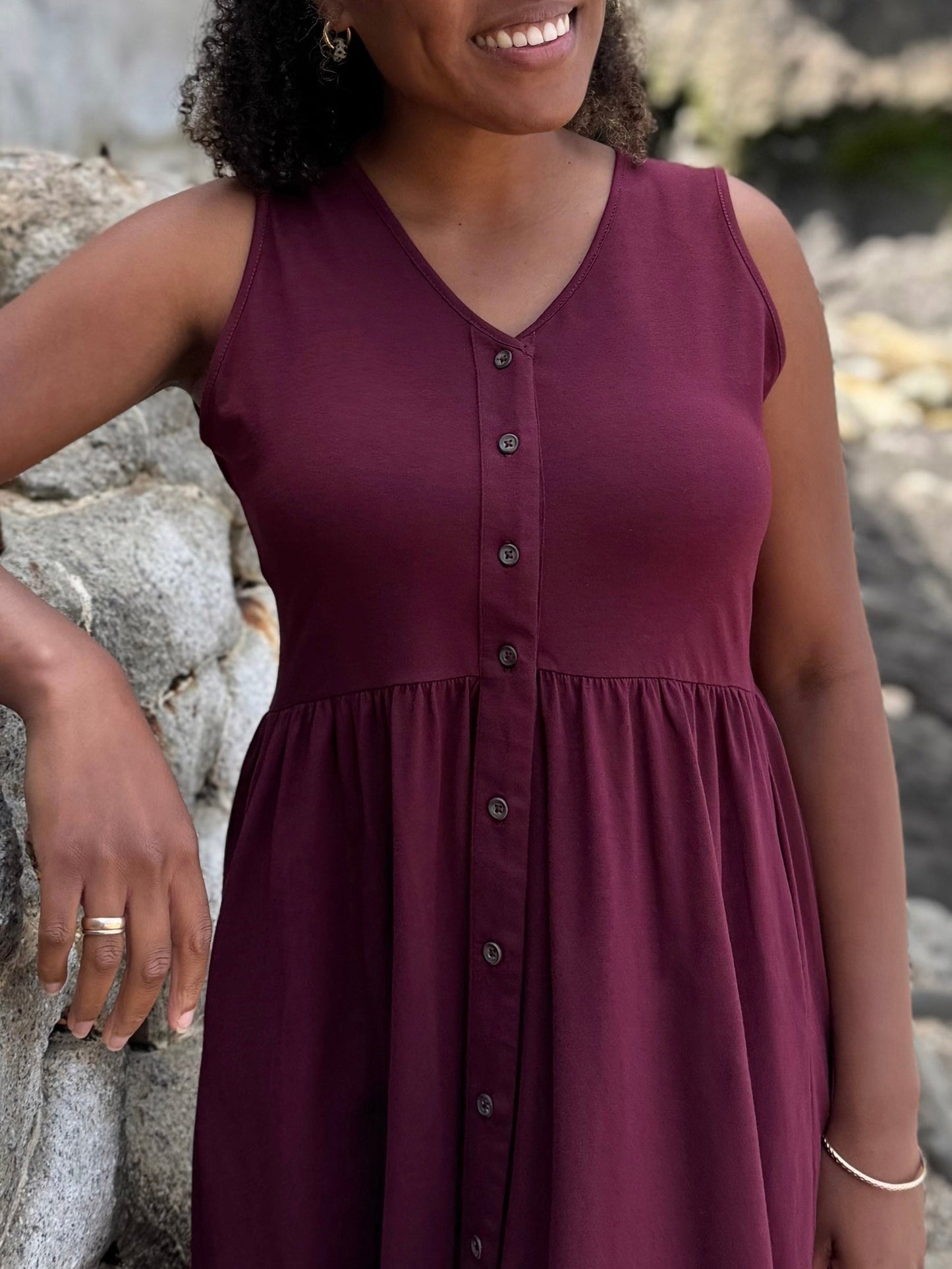 SUNSET dress in Merlot