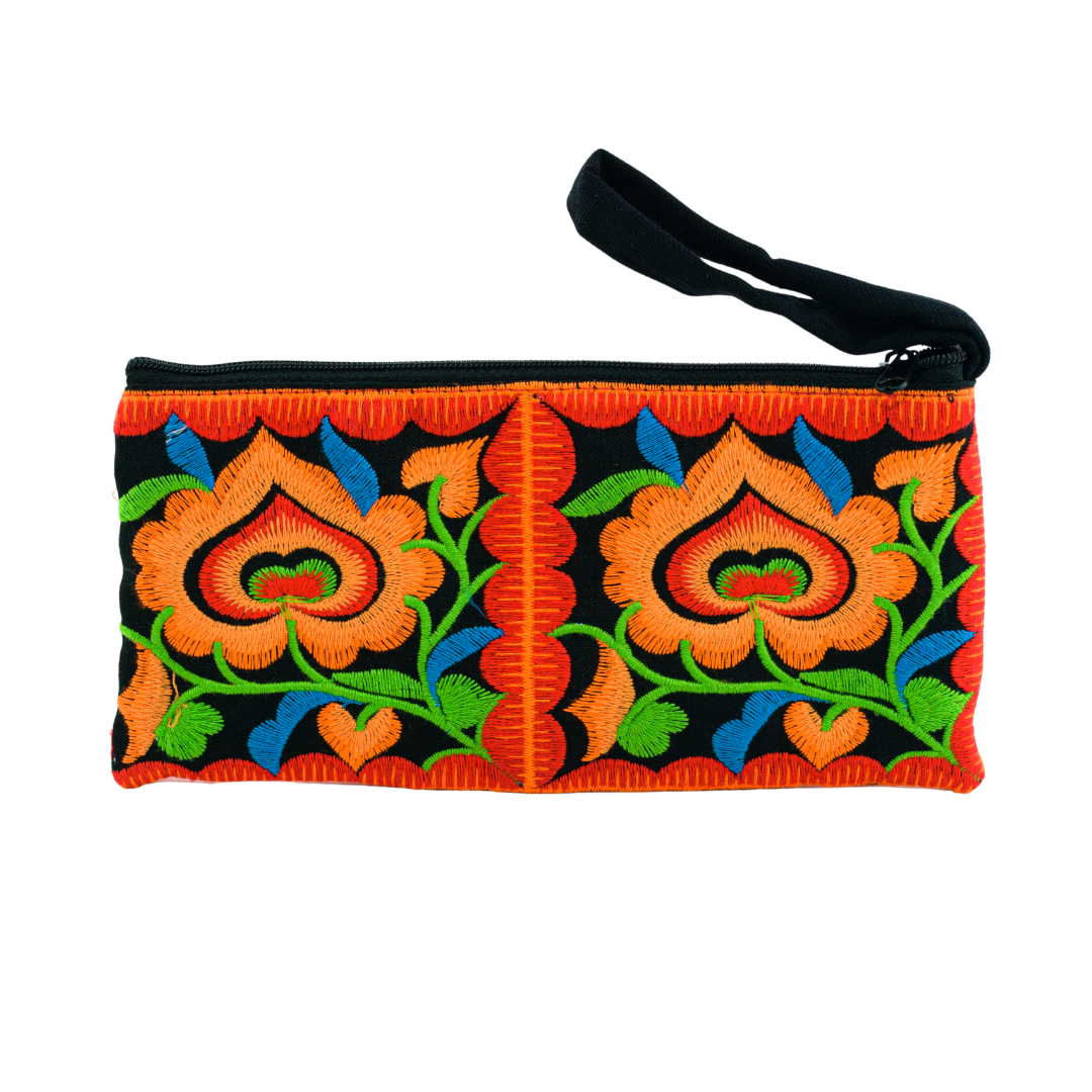 Hmong Embroidered Rectangle Small Wristlet Assorted - Thailand
