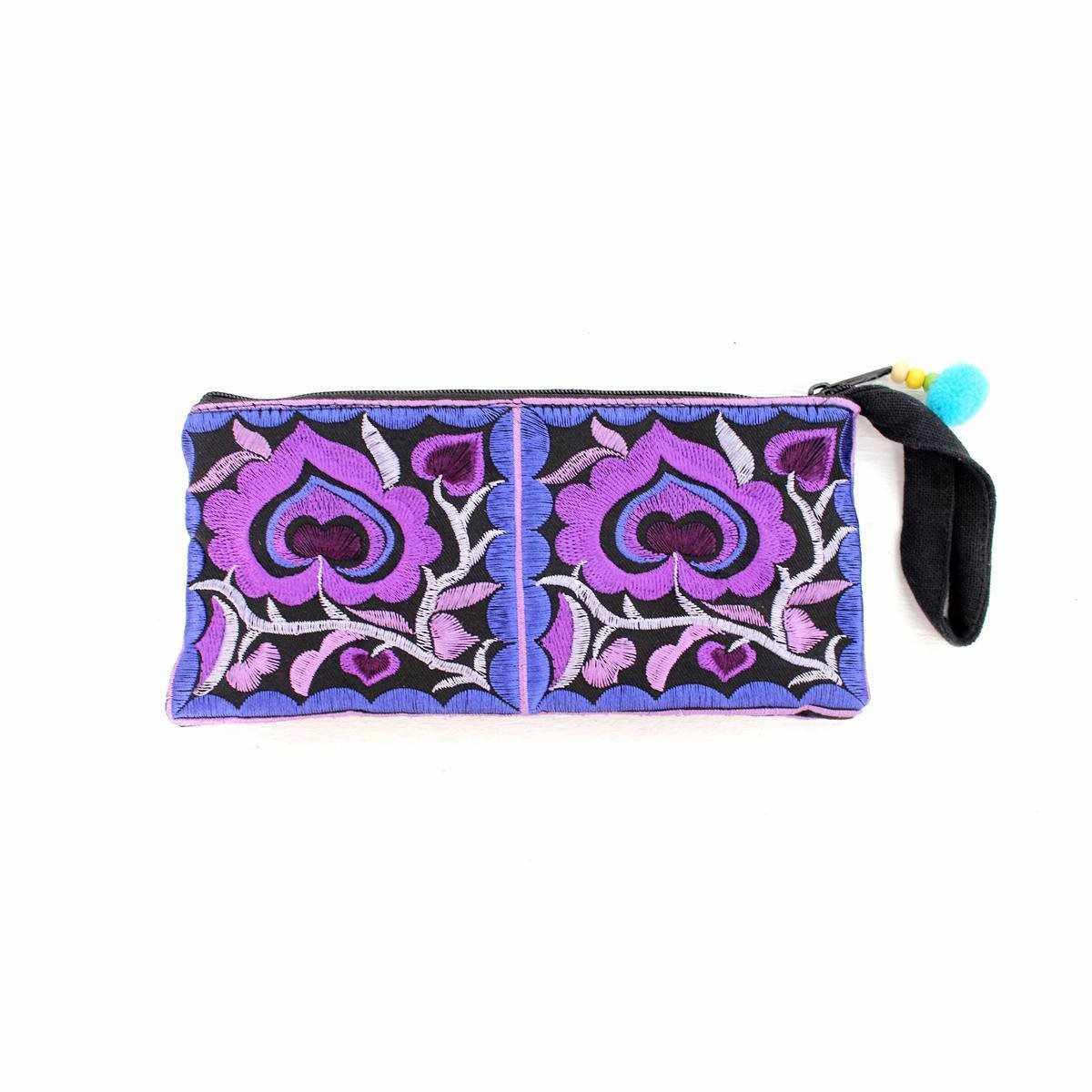 Hmong Embroidered Rectangle Small Wristlet Assorted - Thailand