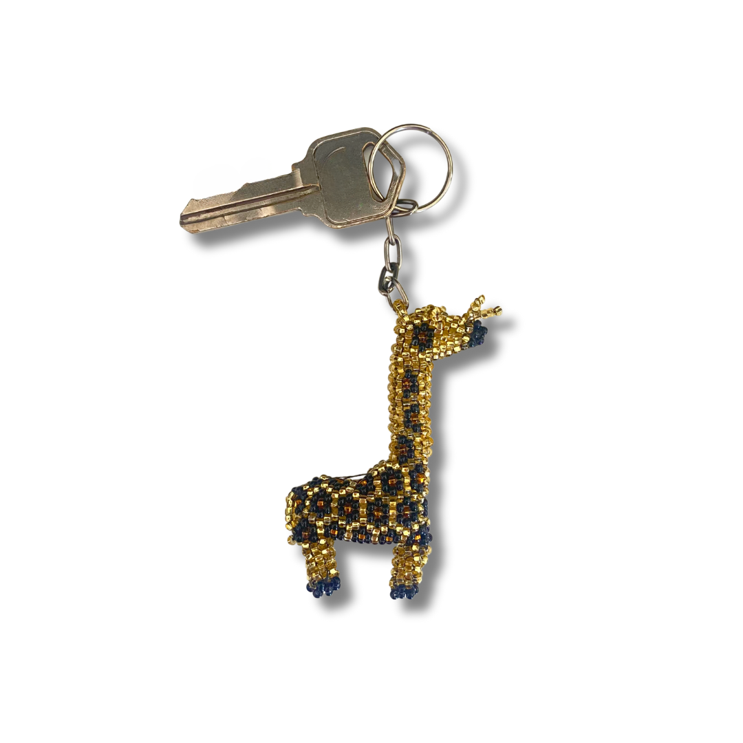 Giraffe Seed Bead Key Chain - Guatemala