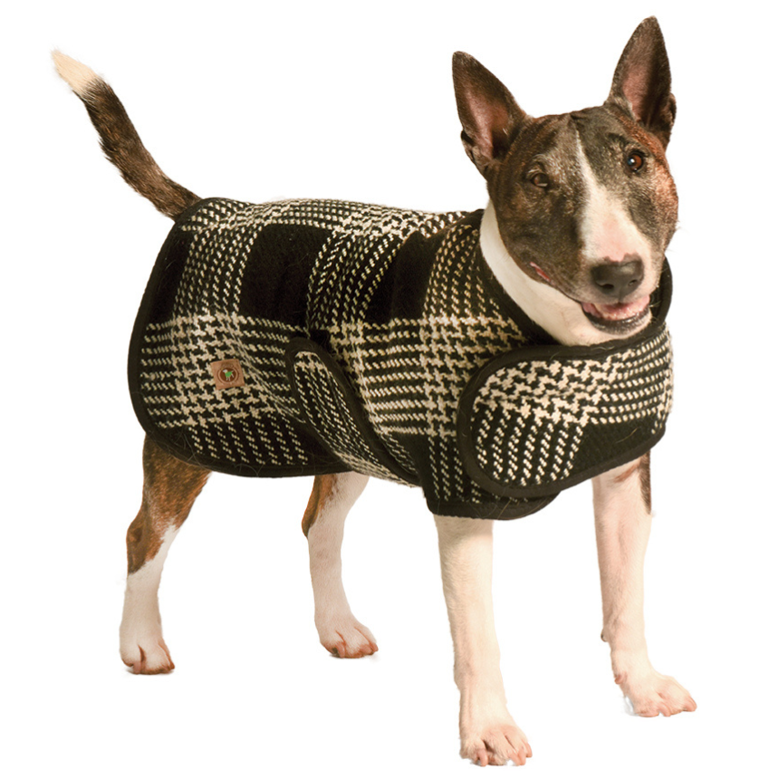 Black and White Plaid Blanket Dog Coat