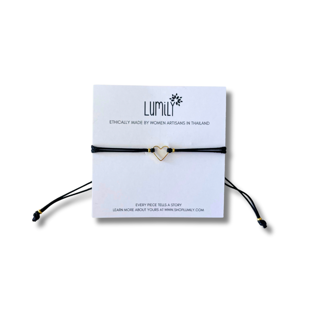 Heartstring Love Non-Tarnish Brass Heart Bracelet - Thailand