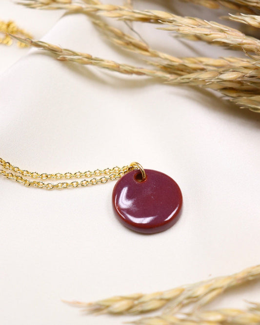 Hope Necklace - Maroon (Ceramic and Gold)