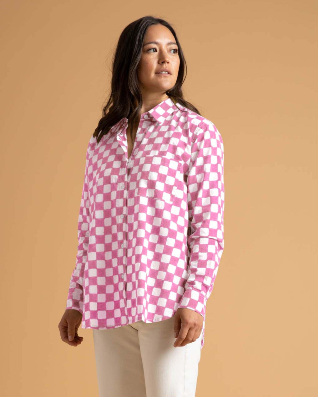 Good Boyfriend Shirt - Checkerboard Neon Pink