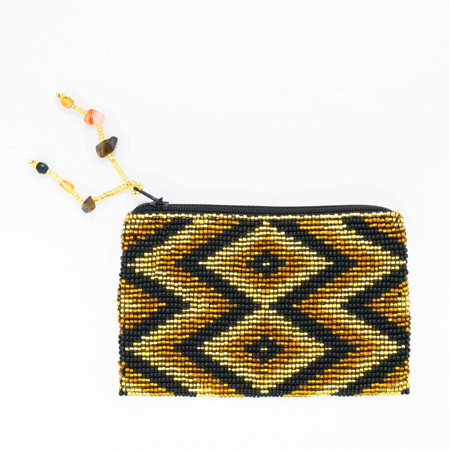 Beaded Seed Bead Geometric Coin Purse - Guatemala