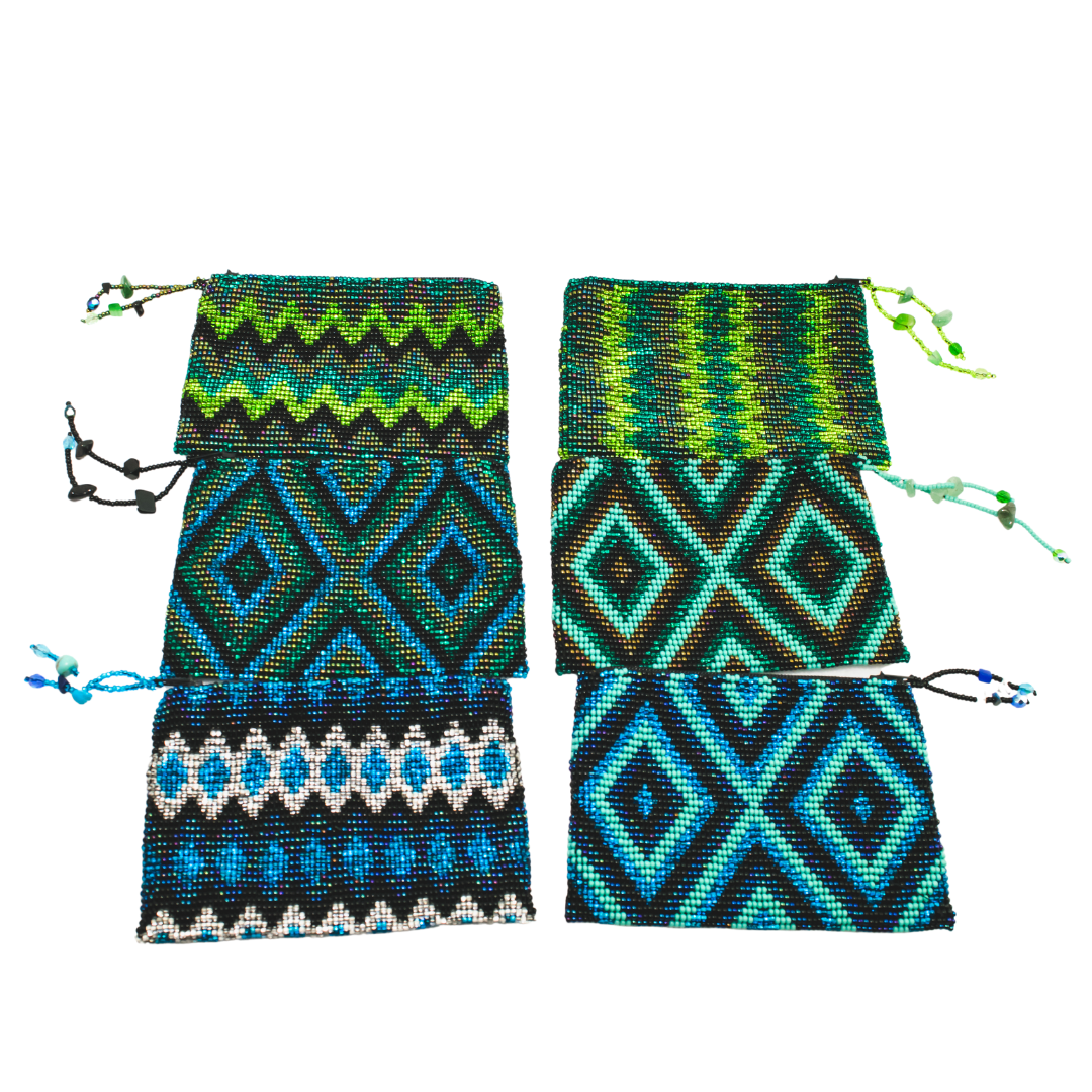 Beaded Seed Bead Geometric Coin Purse - Guatemala