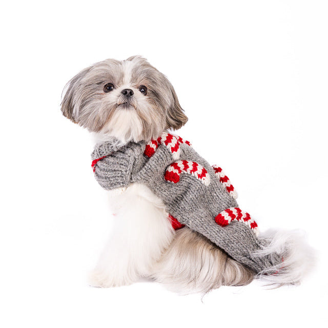 Candy Cane Dog Sweater