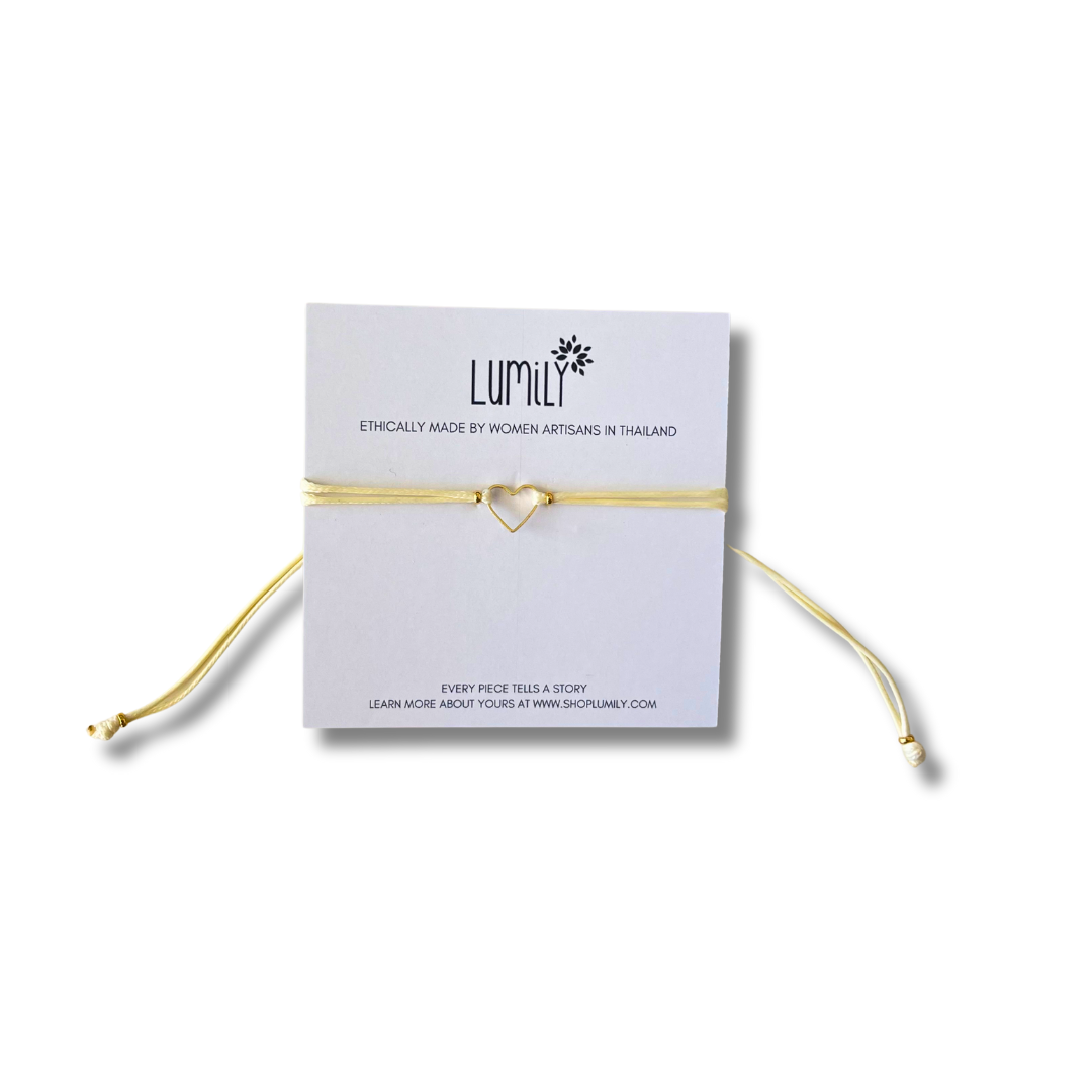 Heartstring Love Non-Tarnish Brass Heart Bracelet - Thailand
