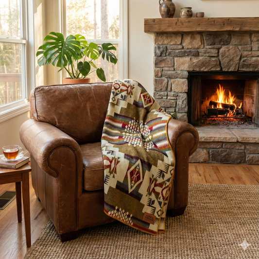 Andean Alpaca Wool Blanket - Sandstone