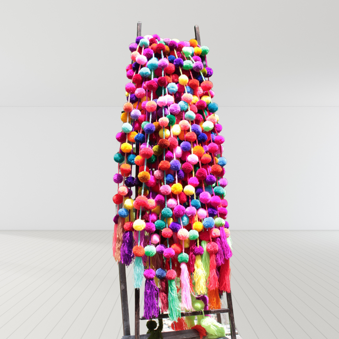 Hanging Garland Decor Boho Multicolor Pom Pom Strip - Mexico
